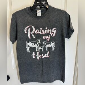 Delta Charcoal Tee with Cows “Raising my Herd”